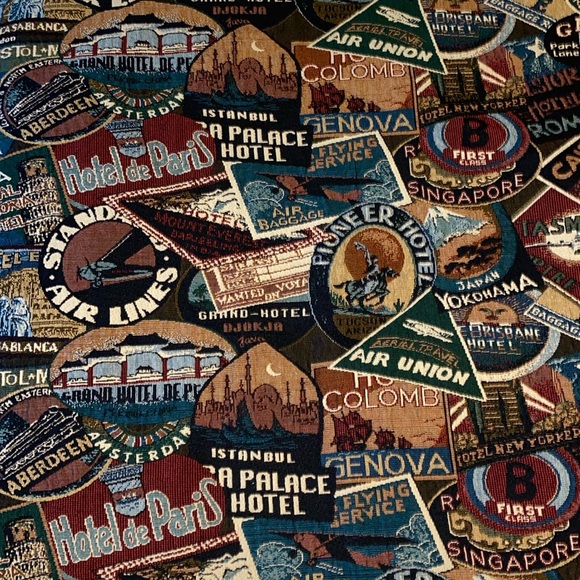 4 Yards of 50” Wide Travel Print Tapestry Fabric - Picture 1 of 4